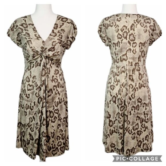 Animal Print Brown Casual Summer Dress M - Picture 1 of 11
